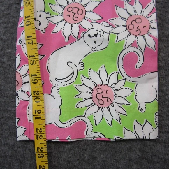 Vintage Lilly Pulitzer Liza Capri Pants Women 0P Pink Green Lion Sun Flowers Y2K - Picture 6 of 12
